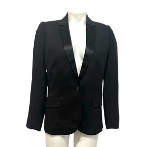 J.Crew black wool one button blazer with satin trim size 4
